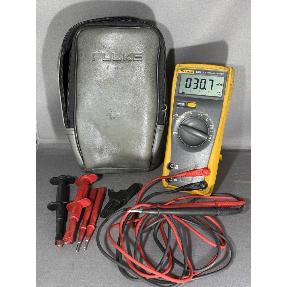 Fluke 26 III True RMS Digital Handheld Multimeter, Test Leads, 1000V, CAT III